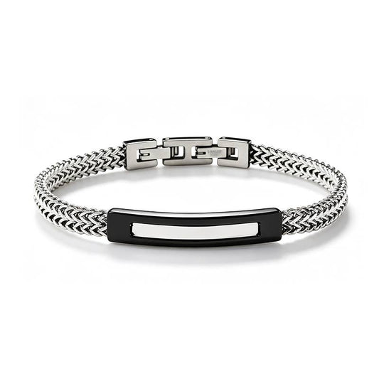BRACCIALE UOMO CON PLACCHETTA BICOLORE