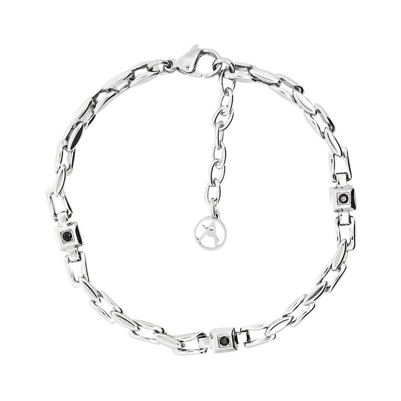 BRACCIALE UOMO A CATENA CON ZIRCONE NERO - RD24104A985