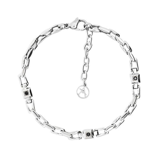 BRACCIALE UOMO A CATENA CON ZIRCONE NERO - RD24104A985