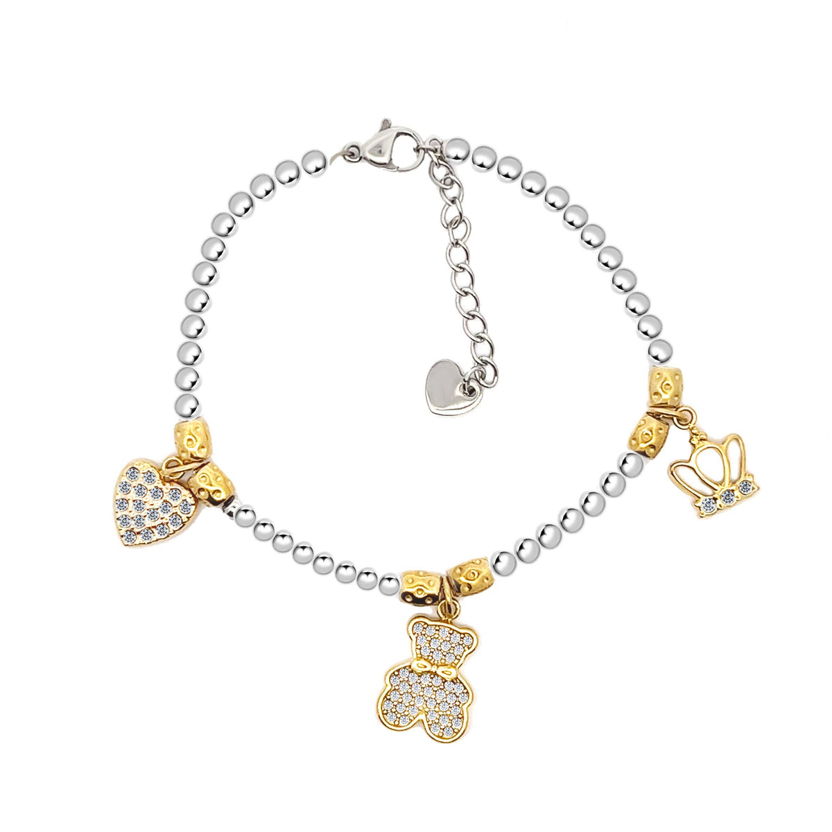 BRACCIALE SFERE CON PEPITE E CHARMS - JN2384E550