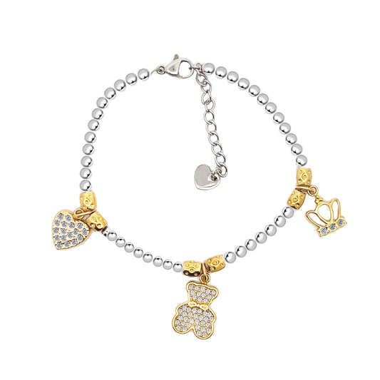 BRACCIALE SFERE CON PEPITE E CHARMS - JN2384E550