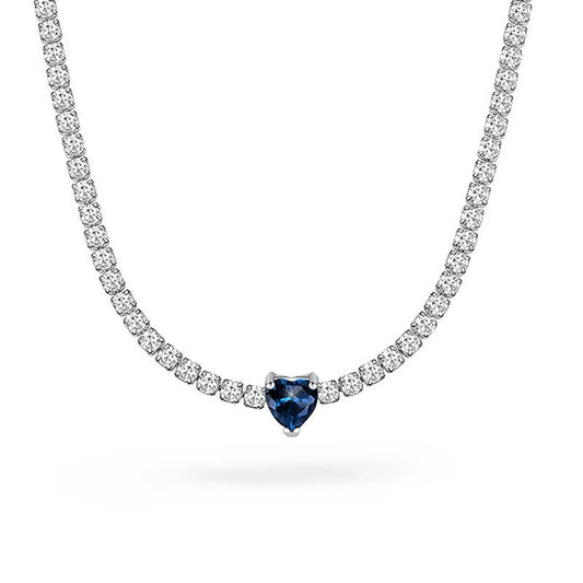 COLLANA TENNIS REGOLABILE CON CURSORE E CUORE COLORATO