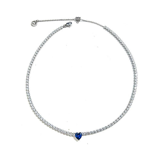 COLLANA TENNIS REGOLABILE CON CURSORE E CUORE COLORATO