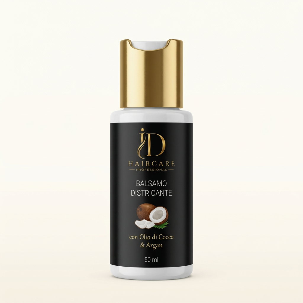 Balsamo Districante Coconut & Argan ID Hair Care Professional 50 ml su sfondo chiaro