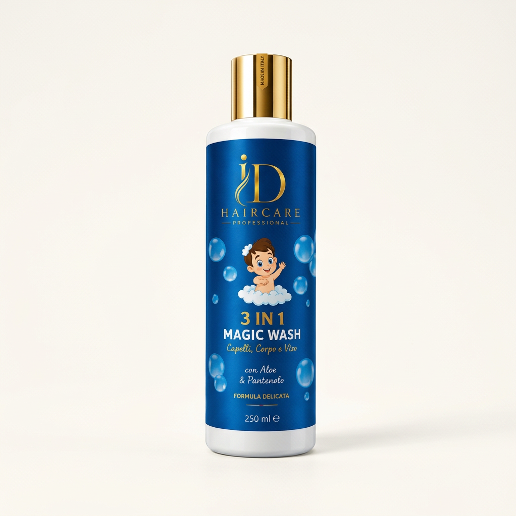 3 in 1 Magic Wash Bubble Kids ID Hair Care Professional su sfondo chiaro