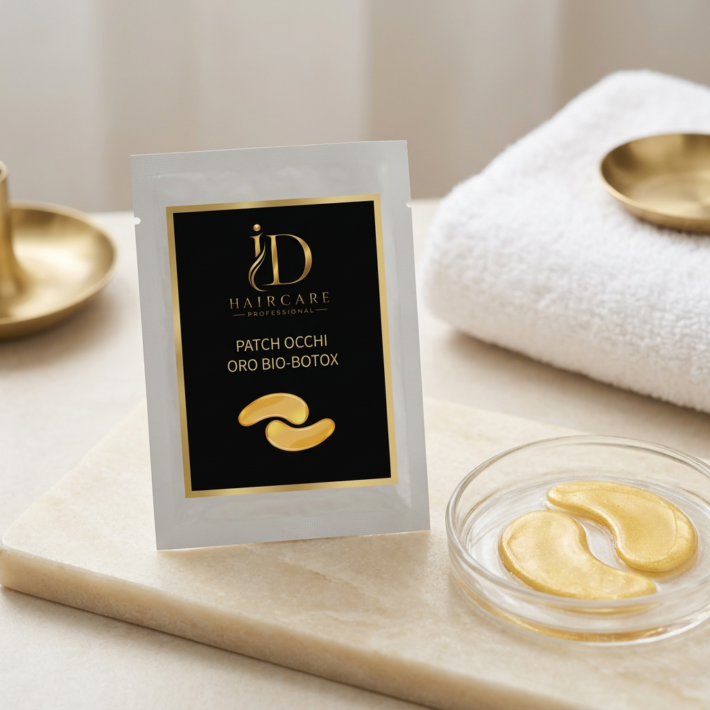 Patch Occhi Oro Bio-Botox ID Hair Care Professional ambientati in stile spa avorio e oro
