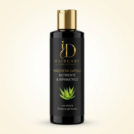 Maschera Capelli Nutriente con Aloe e Proteine del Grano ID Hair Care Professional su sfondo chiaro