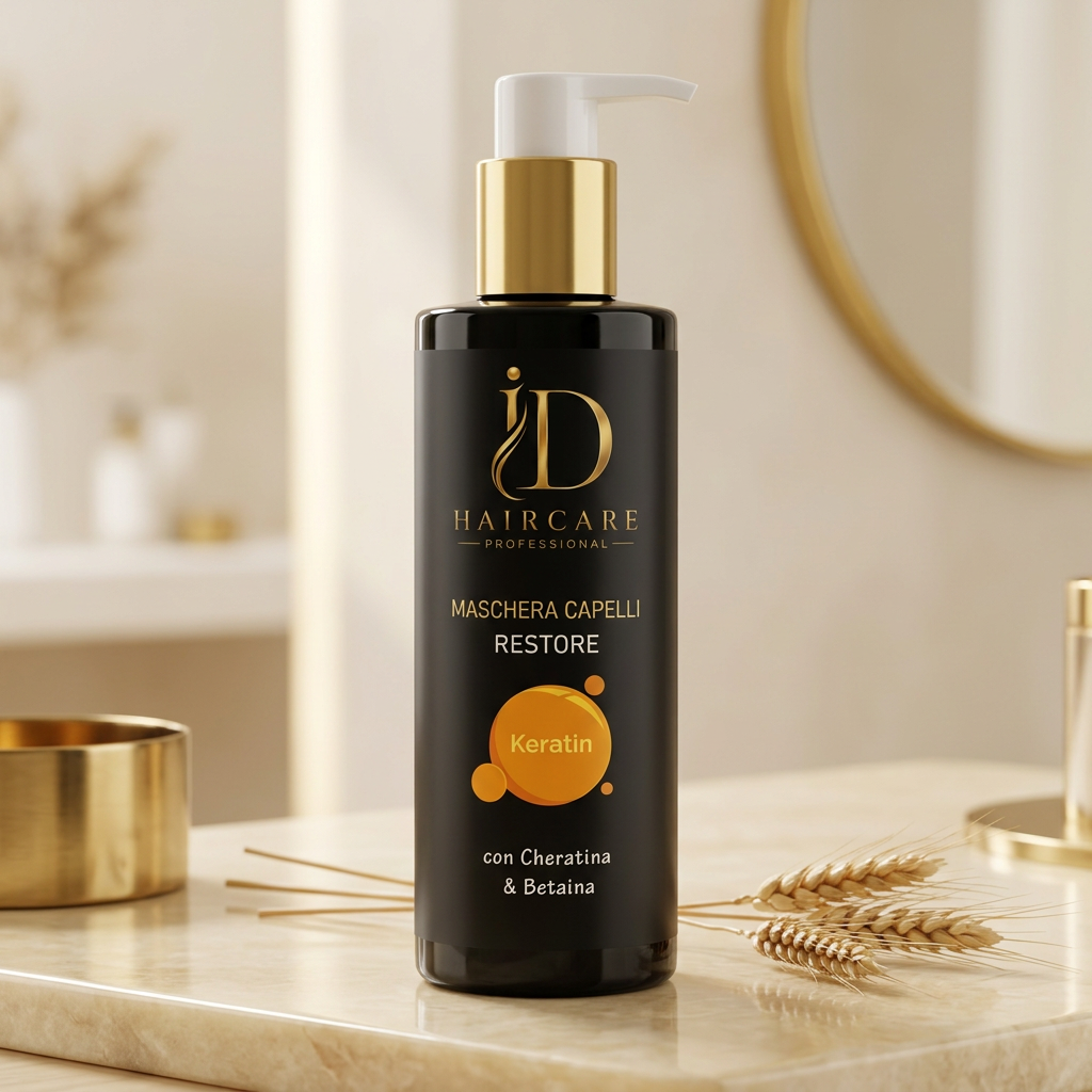 Maschera Capelli Restore ID Hair Care Professional ambientata in avorio e oro