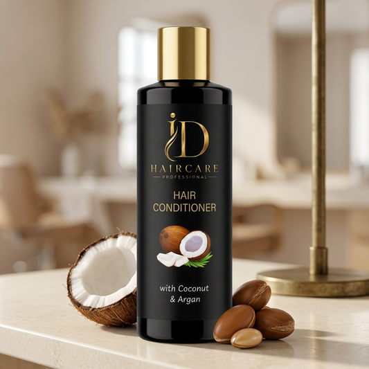 Balsamo Coconut & Argan ID Hair Care Professional ambientato con cocco e argan
